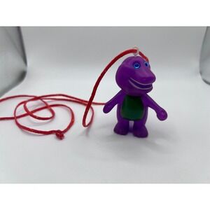 Vintage Barney The Purple Dinosaur PVC 3" Figure Pendant Necklace 1990s TV Show